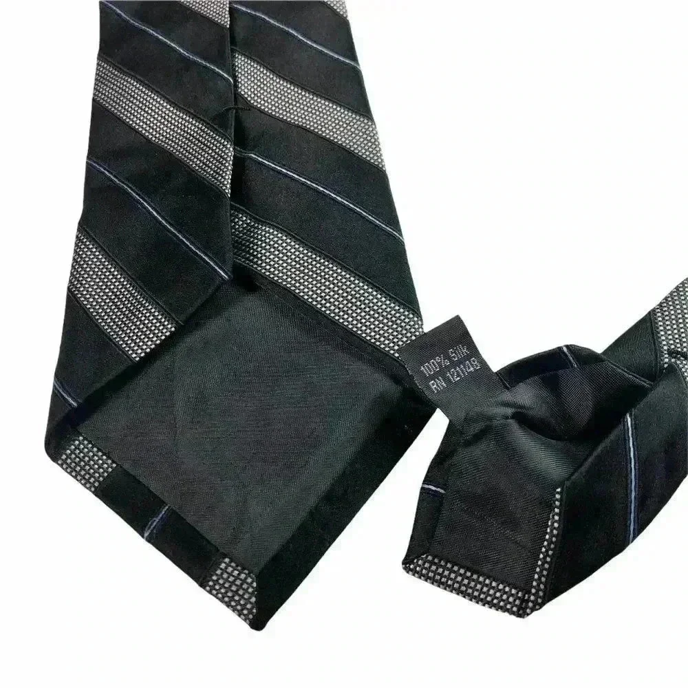 MICHAEL Michael Kors Black Striped All Silk Tie (3.5”W x 60”L) - Picture 3 of 5
